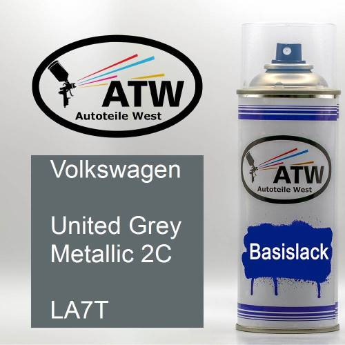 Volkswagen, United Grey Metallic 2C, LA7T: 400ml Sprühdose, von ATW Autoteile West.